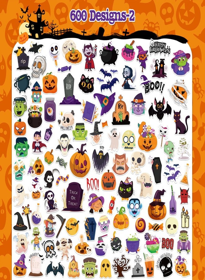 LINAYE 600PCS Halloween Stickers Non-Repeating Waterproof, Adhesive Vinyl Cute Stickers Pack for Kids, Halloween Party Favors Gifts for Boys Girls - Image 4